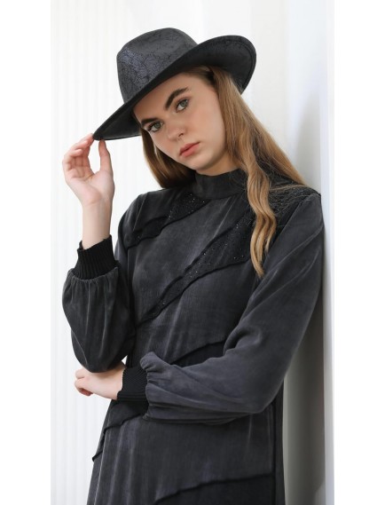 FRANCESCA GAZZELLA TAM BOY ELBİSE - SİYAH