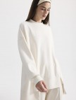 KADRİYE BAŞTÜRK MODAL ÖRME ASİMETRİK KESİM SWEATSHIRT - EKRU