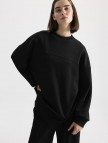 KADRİYE BAŞTÜRK  MODAL ÖRME ASİMETRİK KESİM SWEATSHIRT - SİYAH