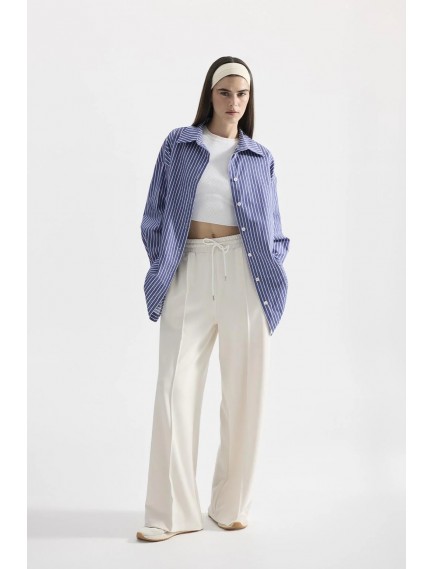 KADRİYE BAŞTÜRK MODAL ÖRME BOL KESİM PANTOLON - EKRU