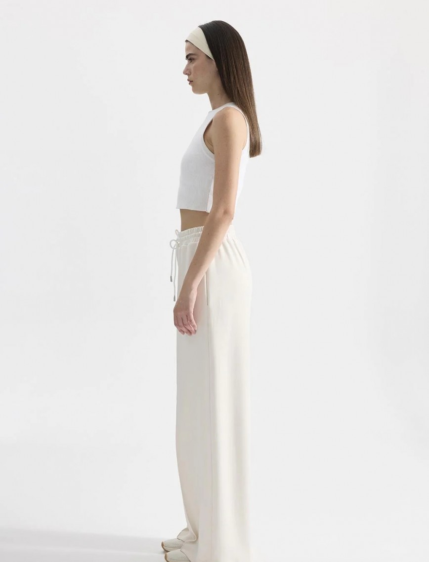 KADRİYE BAŞTÜRK MODAL ÖRME BOL KESİM PANTOLON - EKRU