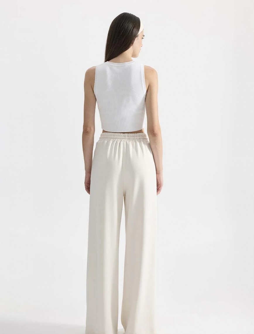 KADRİYE BAŞTÜRK MODAL ÖRME BOL KESİM PANTOLON - EKRU