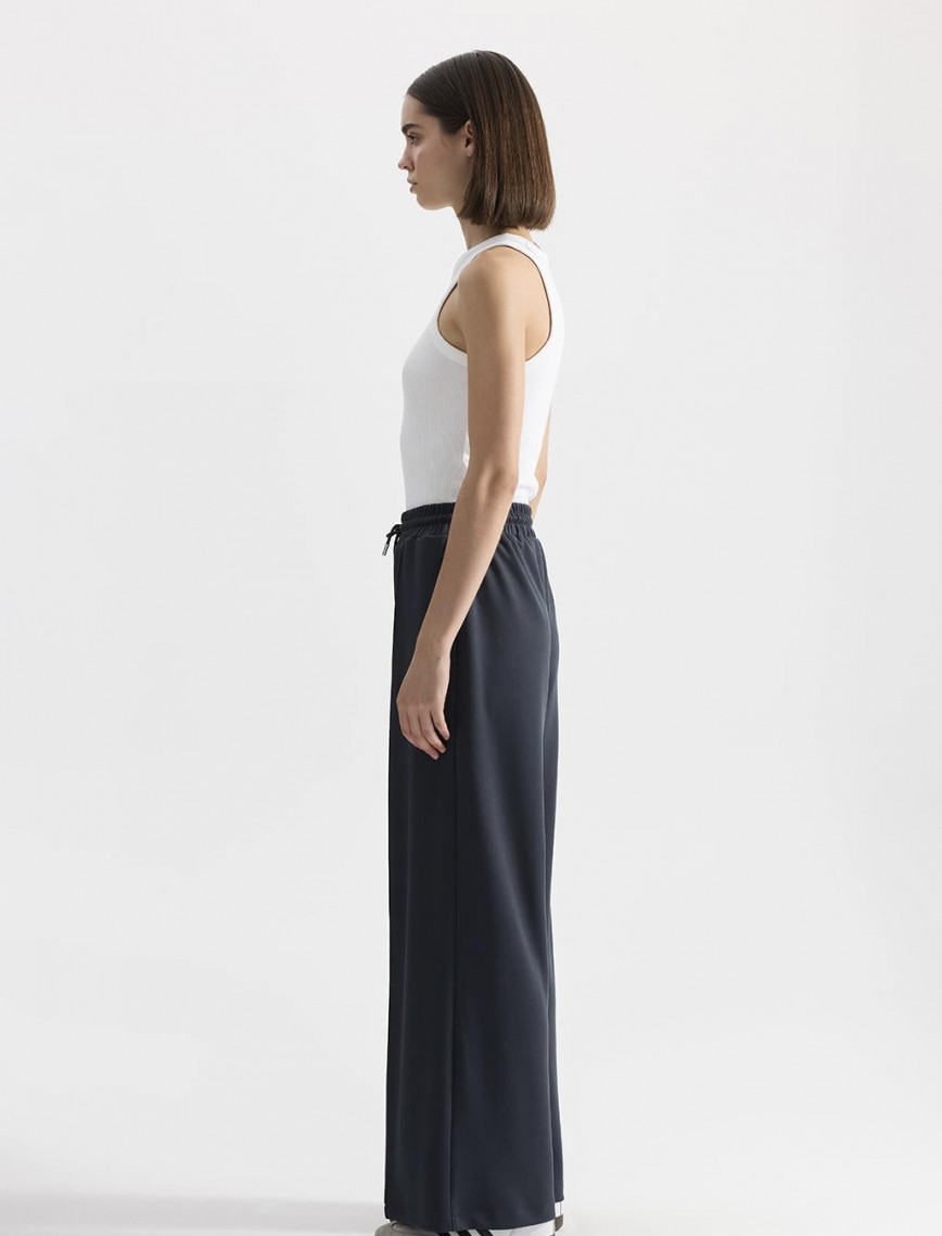 KADRİYE BAŞTÜRK MODAL ÖRME BOL KESİM PANTOLON - FÜME