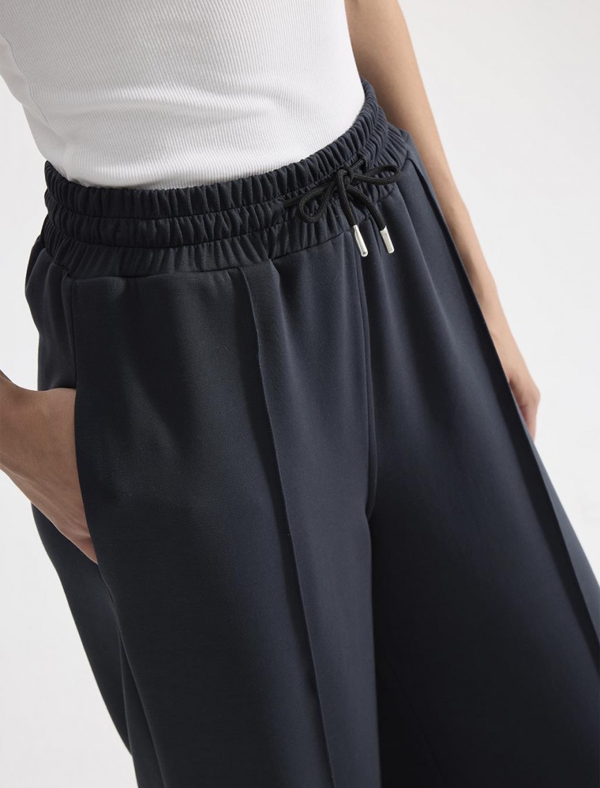 KADRİYE BAŞTÜRK MODAL ÖRME BOL KESİM PANTOLON - FÜME