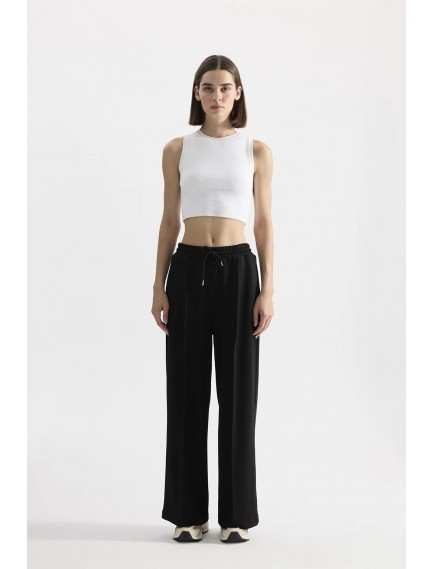 KADRİYE BAŞTÜRK MODAL ÖRME BOL KESİM PANTOLON - SİYAH