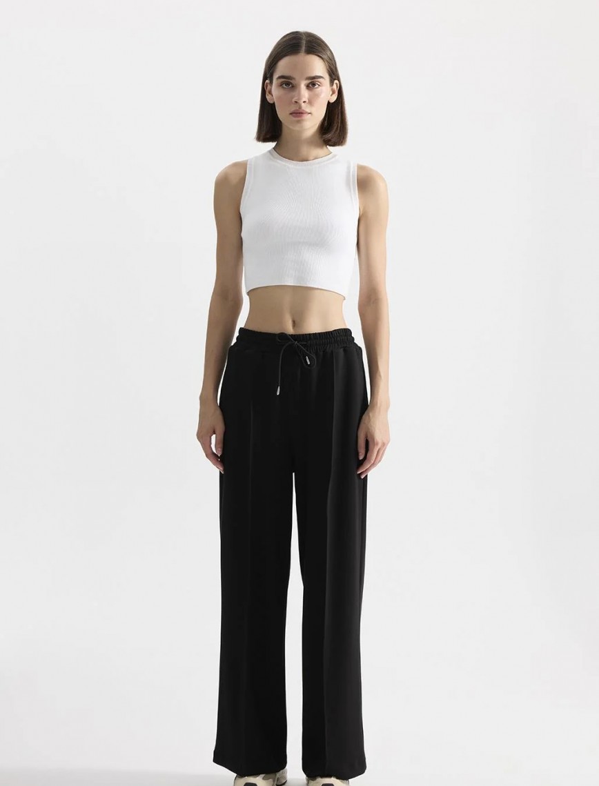 KADRİYE BAŞTÜRK MODAL ÖRME BOL KESİM PANTOLON - SİYAH