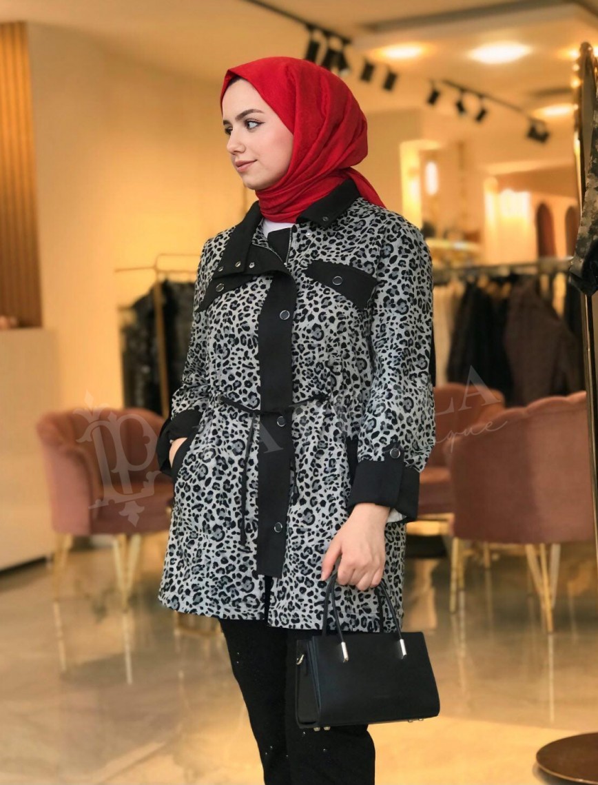 SOLİS LEOPAR DESENLİ KAP - GRİ