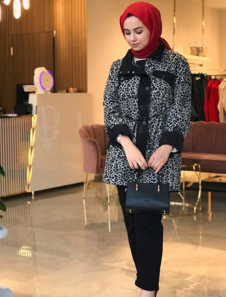 SOLİS LEOPAR DESENLİ KAP - GRİ