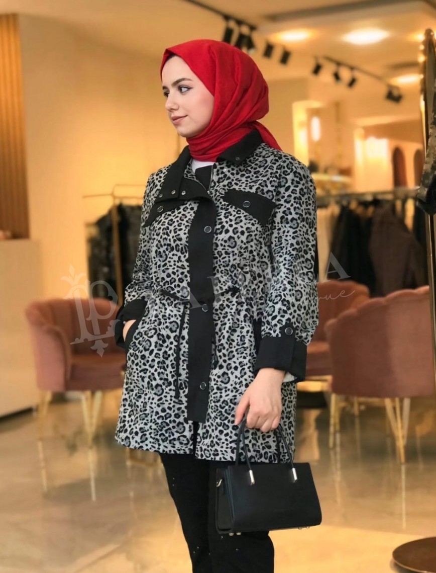 SOLİS LEOPAR DESENLİ KAP - GRİ