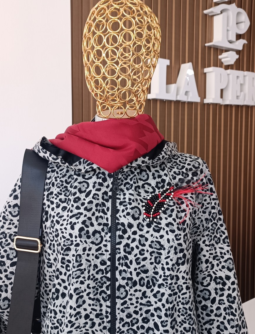 SOLİS LEOPAR DESENLİ İKİLİ TAKIM - GRİ