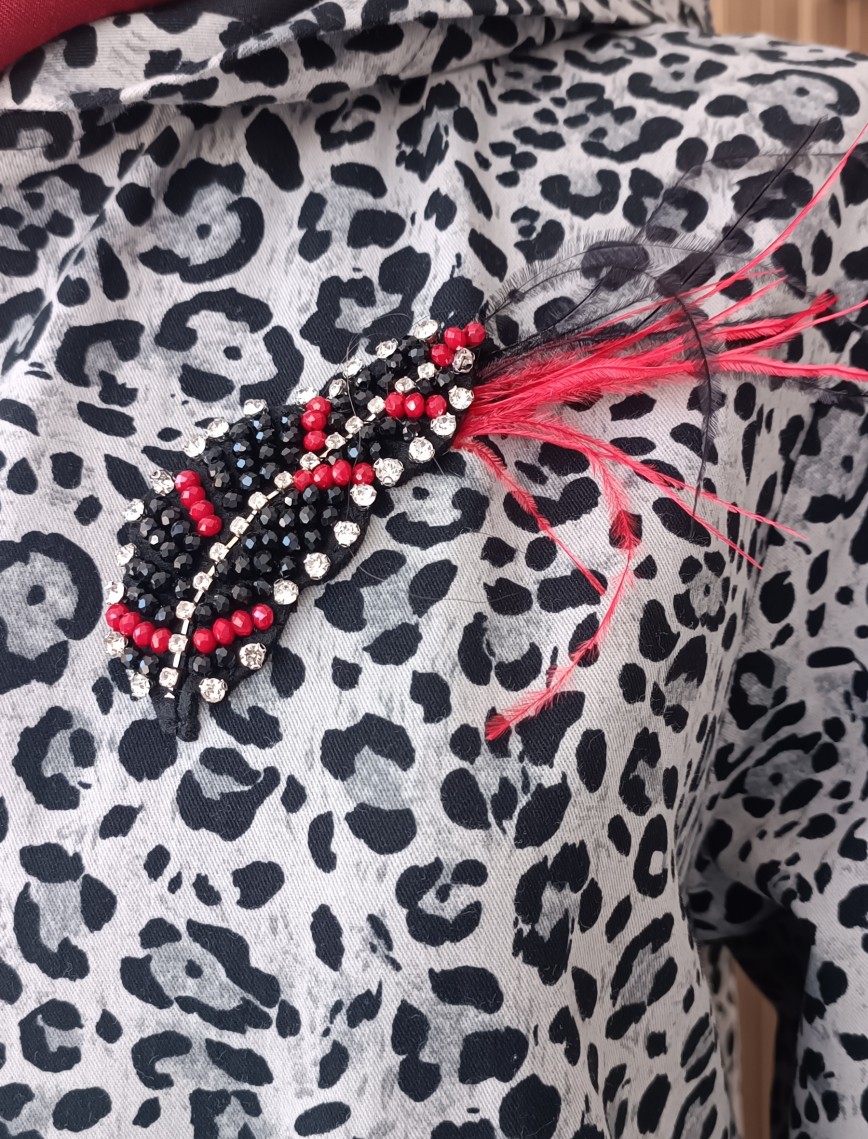 SOLİS LEOPAR DESENLİ İKİLİ TAKIM - GRİ